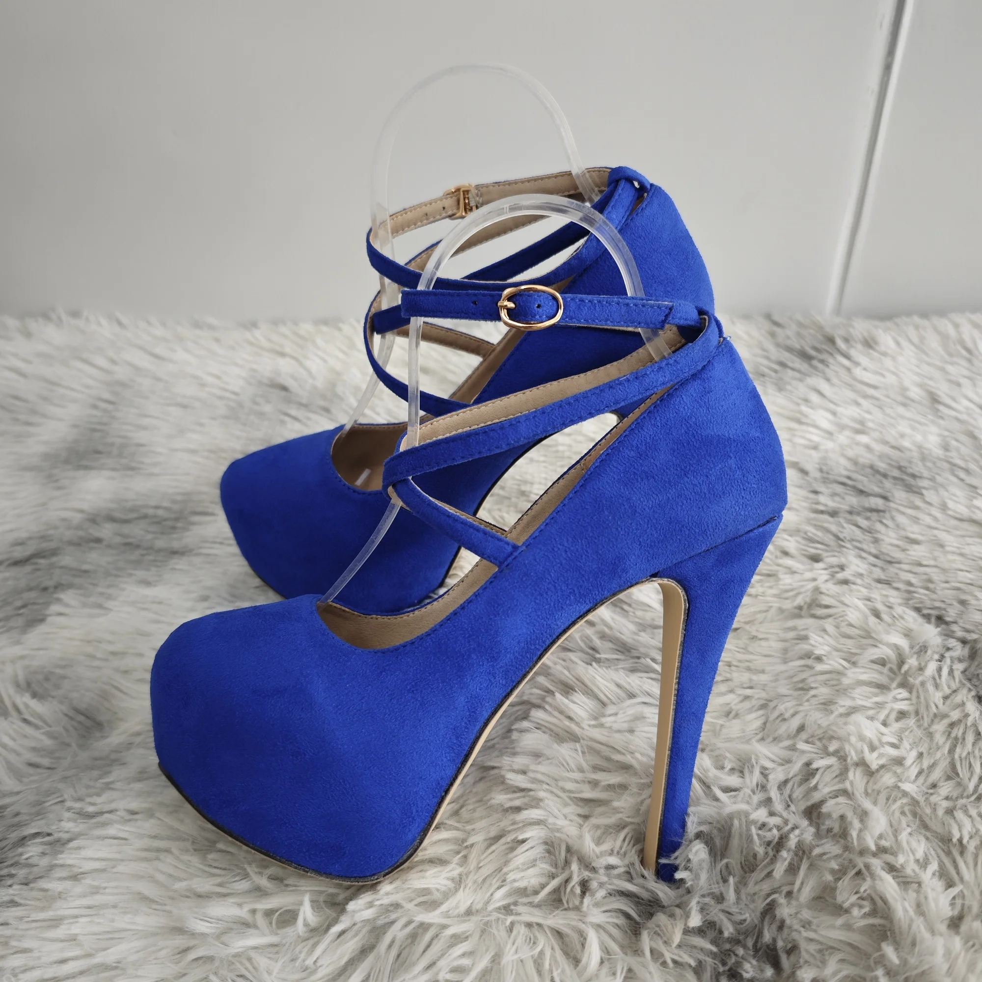 Women Pumps Sexy Cross Strap Stripper Pole Dance High Heels 14cm Shallow Round Toe Platform Stiletto Elegant Party Wedding Shoes - Image 7