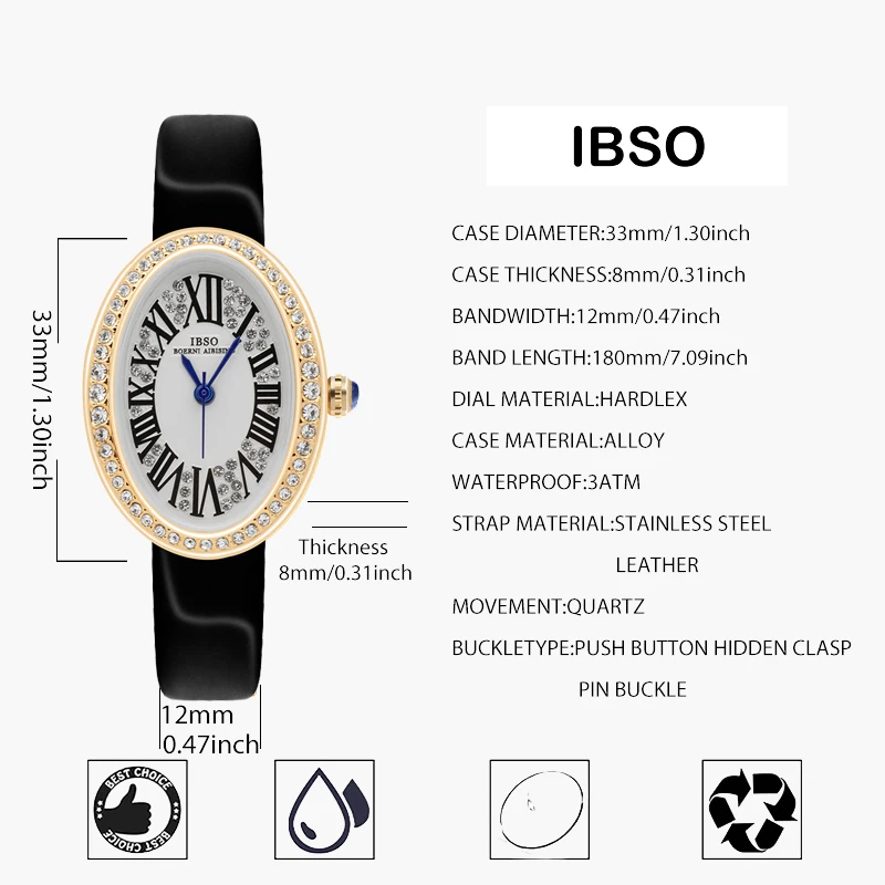 Luxury Brand Woman Watch Red Leather 2024 Fashion Oval Waterproof Female Hand Clock Business Elegant Ladies Steel Watches Golden - Image 6