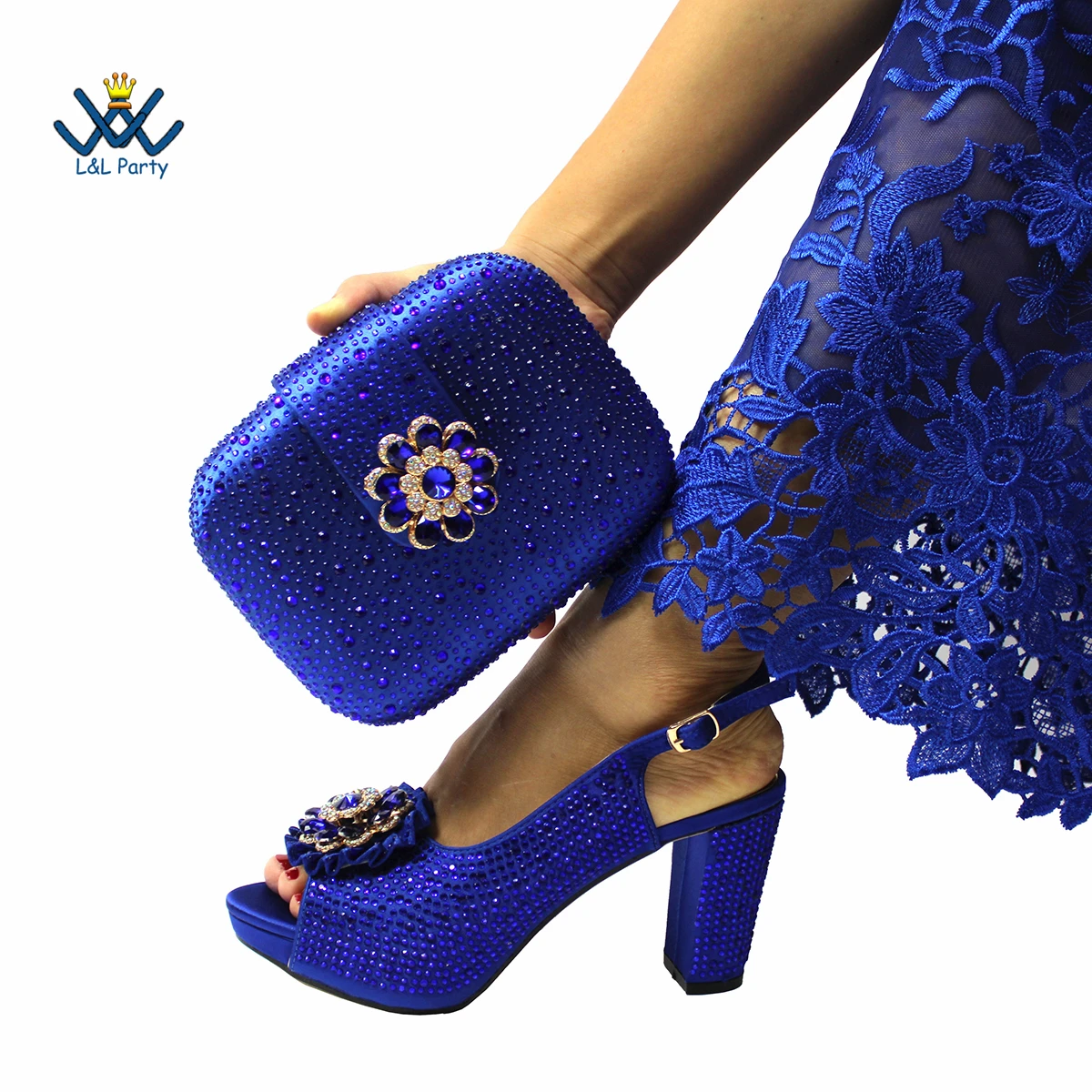 Elegant Magenta Crystal Party Sandals – Luxury African-Style Women’s Matching Shoe and Bag Set - Image 15