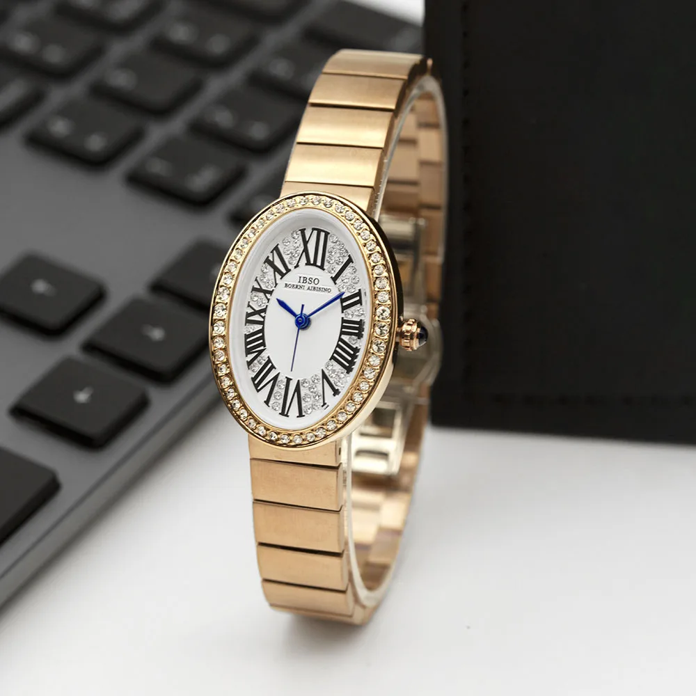 Luxury Brand Woman Watch Red Leather 2024 Fashion Oval Waterproof Female Hand Clock Business Elegant Ladies Steel Watches Golden - Image 8
