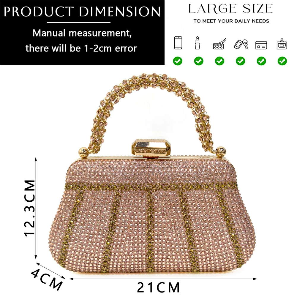 Italian Design Champagne Rhinestone Heel & Handbag Set – Elegant Nigerian Wedding & Party Shoe and Bag Ensemble - Image 3