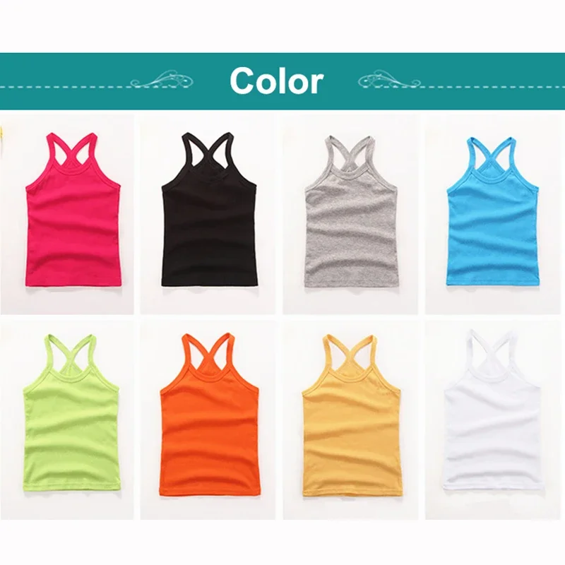 Summer Cotton Girls Vest Sleeveless Solid Color T-shirts Tees Kids Children Tops Baby Girl Casual Clothes Tshirt 2-12 Years - Image 2