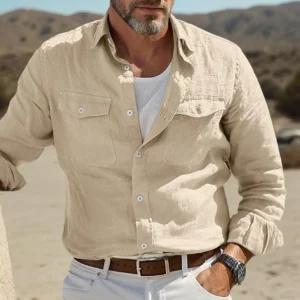 Gentleman Casual Button Down Denim-Look Lightweight Summer Shirt for Men