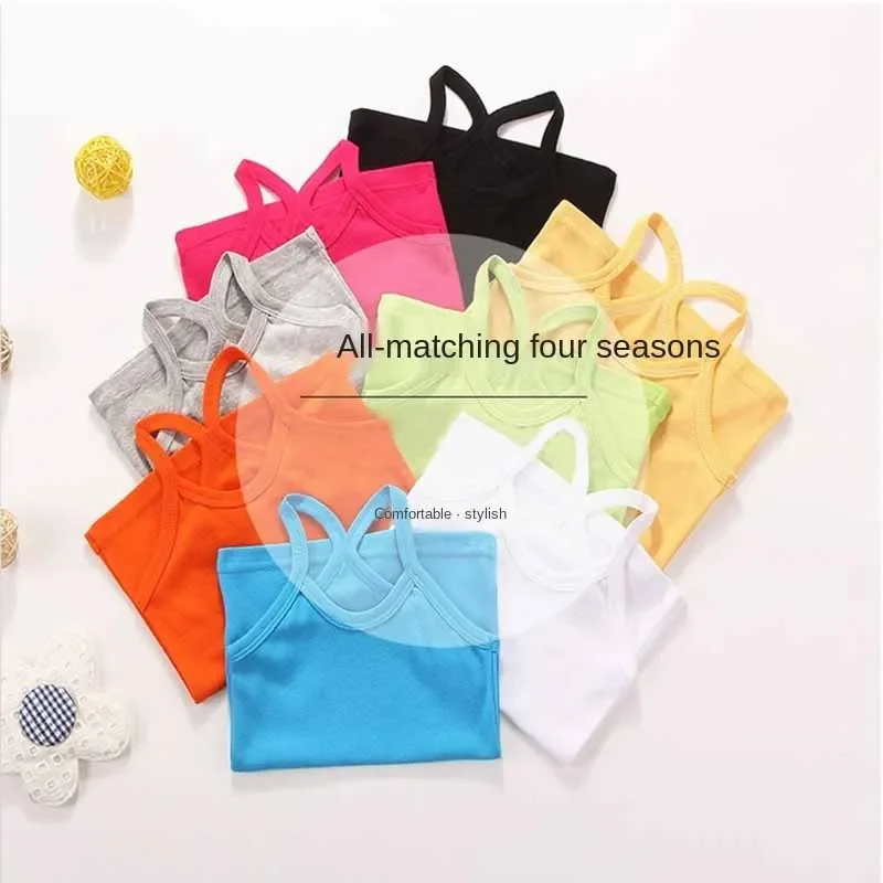 Summer Cotton Girls Vest Sleeveless Solid Color T-shirts Tees Kids Children Tops Baby Girl Casual Clothes Tshirt 2-12 Years - Image 3