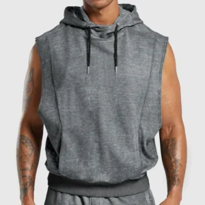 Men American Retro Hooded Sleeveless Tank Top Vintage Streetwear Fashion Vest Tops Casual Loose Men's T-shirts and Tank Tops