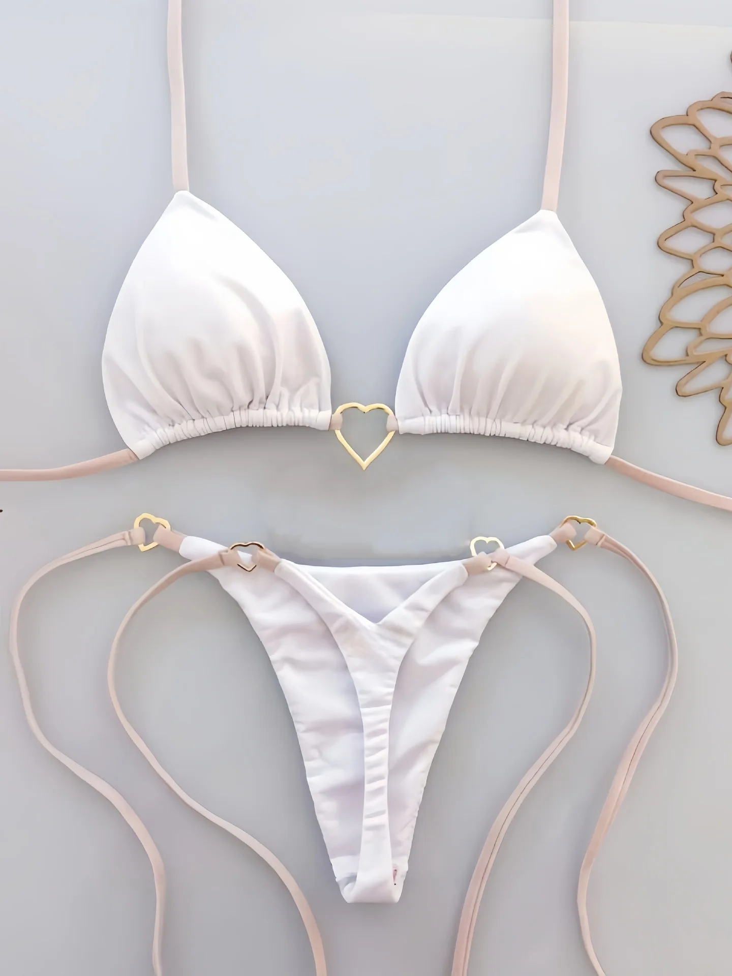 2025 Solid Color White Bikini Women Suit Low Waist Lace-up Swimsuit Two-piece Set swimwear women bathing suit купальник - Image 7