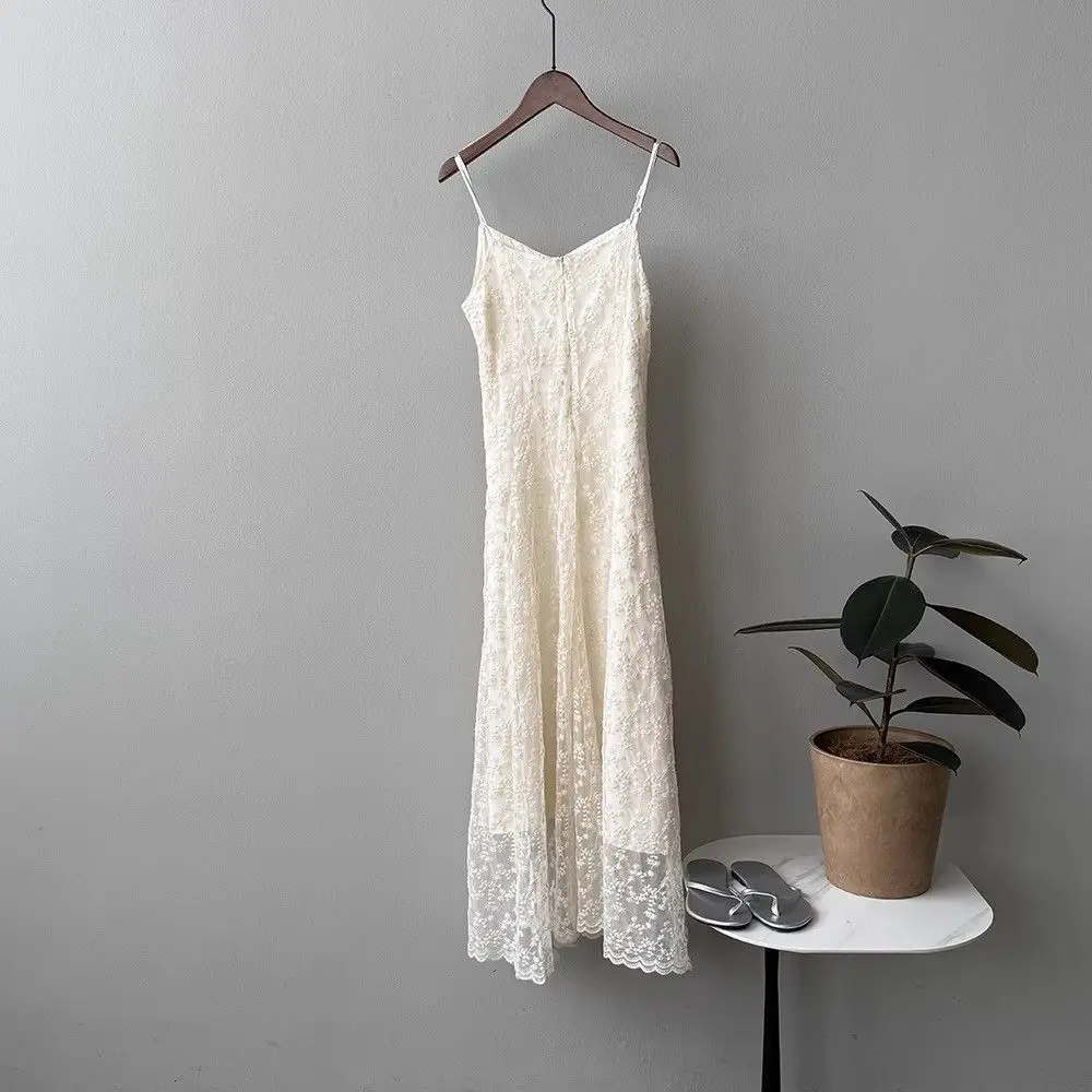 The Juliette Lace Sling Gown – Elegant White Embroidered Maxi Dress - Image 7