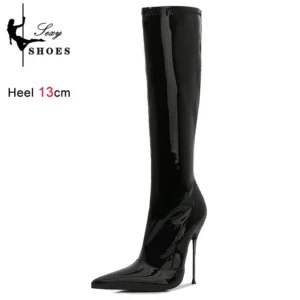 Women's Patent Leather Knee-High Boots