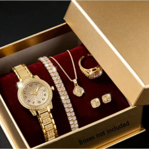 Luxury Women Gold Watch Fashion Ladies Quartz Diamond Wristwatch Elegant Female Bracelet Watches Set Reloj Mujer