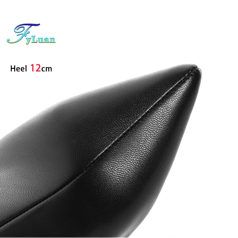 Black Pointed Boots For Woman 12CM Stiletto Fashion Women Party Winter Shoes Plus Size 43 44 45 Back Zipper Woman Mid-calf Boots - Image 4