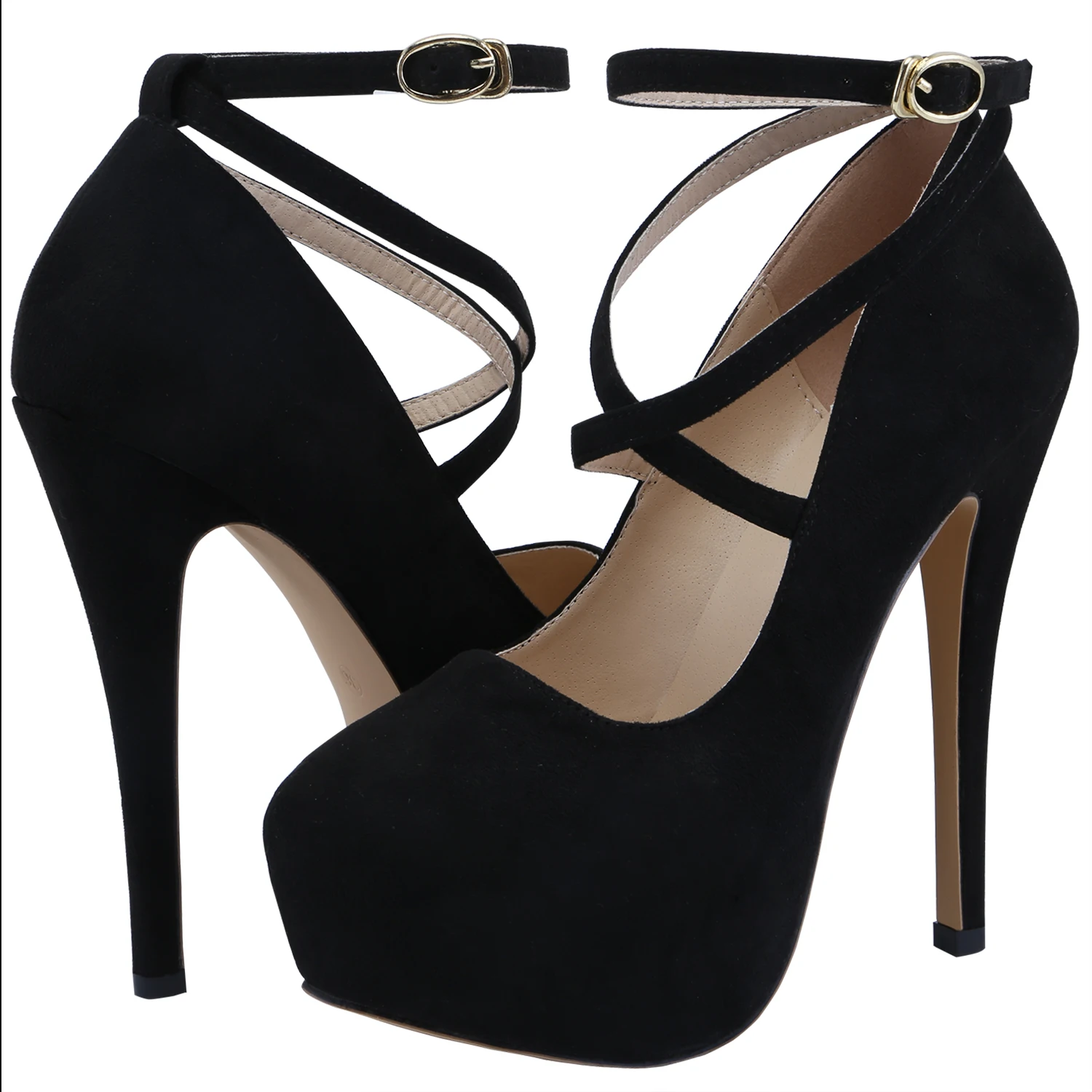 Women Pumps Sexy Cross Strap Stripper Pole Dance High Heels 14cm Shallow Round Toe Platform Stiletto Elegant Party Wedding Shoes - Image 2