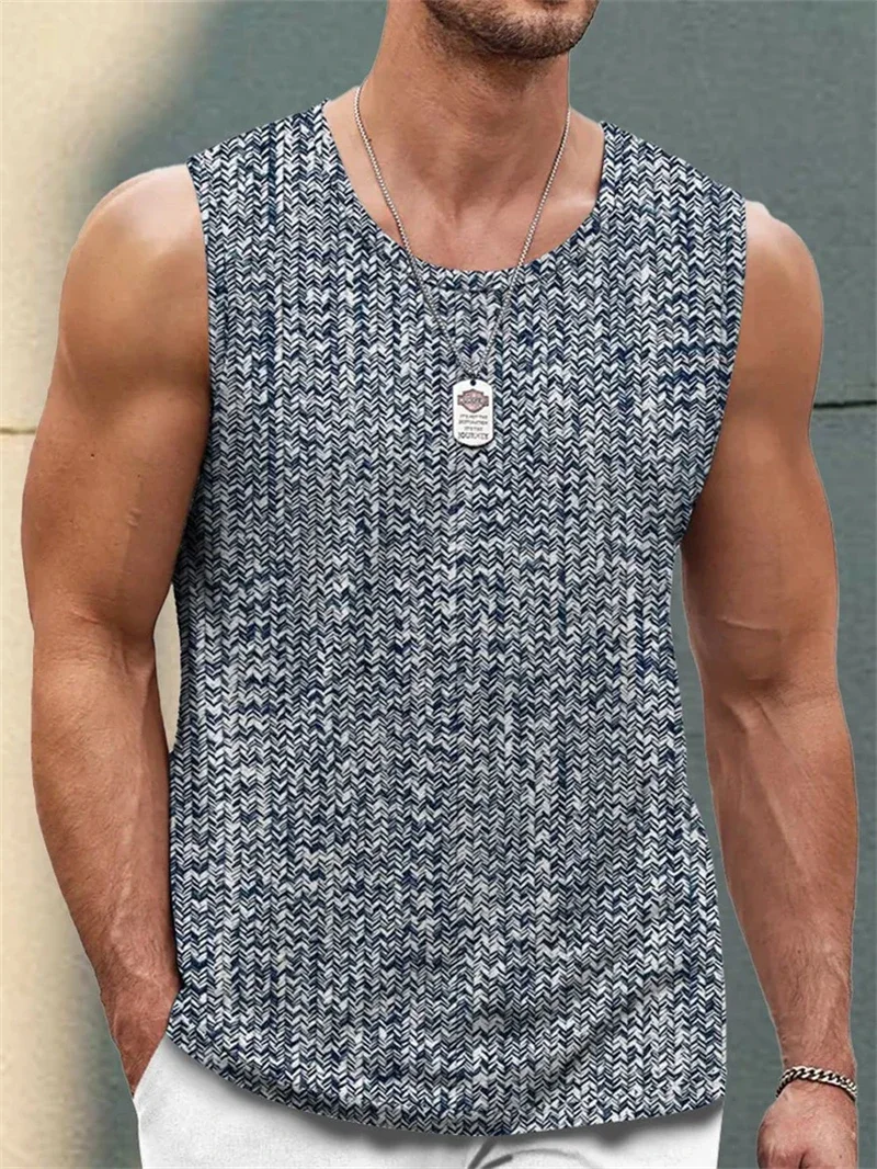 Retro Fashion 3D All Over Printed Men Tank Tops Trend Streetwear Vintage O Neck Sleeveless Vest Oversized Breathable Casual Tops - Image 4