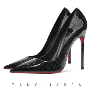 Women’s Crocodile Pattern Stiletto Pumps – Sexy & Versatile High Heels for Professional Office or Evening Wear