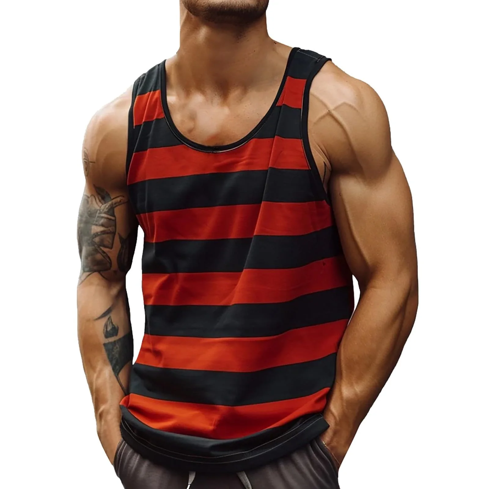 2025 Mens Retro Stripe Graphic Tank Tops Fashion Summer Sleeveless 3D Printed Basketball Quick Dry Tops Breathable Clothing - Image 5