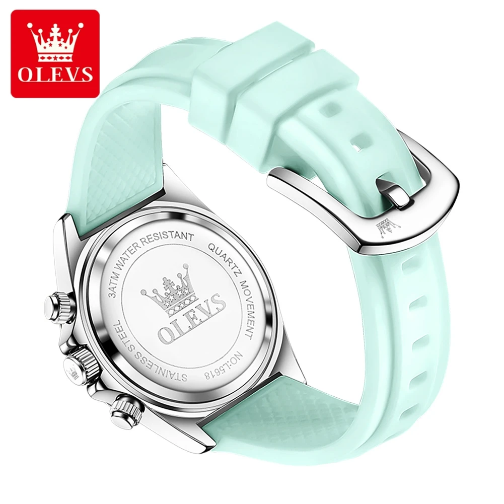 OLEVS Top Luxury Elegant Watch for Women Waterproof Luminous Ladies Watch Light Blue Silicone Strap Quartz Women's Watches Reloj - Image 5
