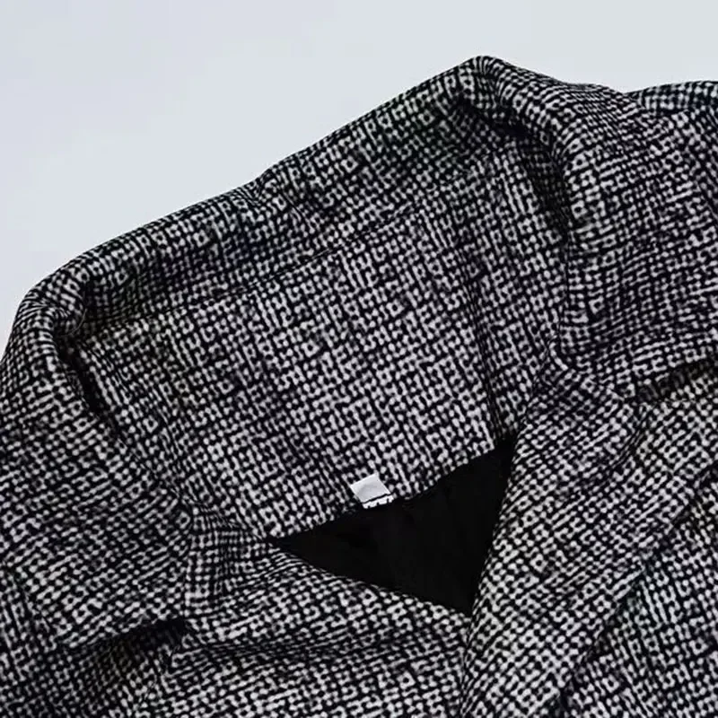 Spring Autumn Elegant Men's Jackets Knit Casual Business Men Blazer Slim Fit Fashion Versatile Checkered Long Sleeves Suit Coat - Image 4