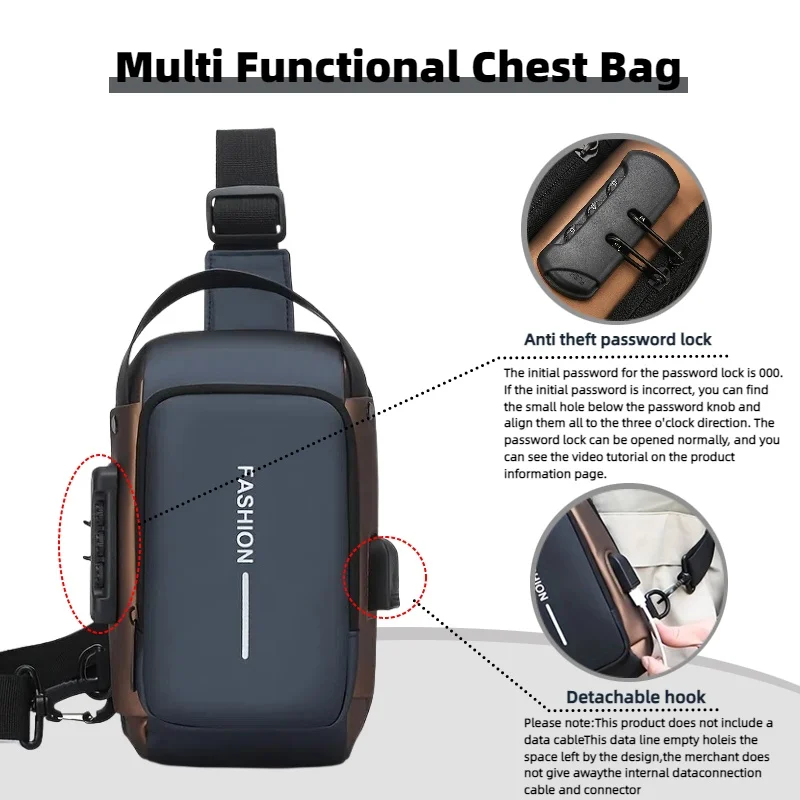 Men's Oxford Sling Bag – Durable Motorcycle Crossbody Chest Pack - Image 5