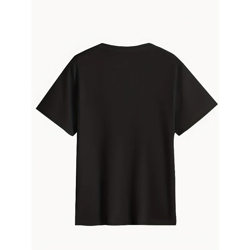 Men's T-shirt - Black Casual Short-sleeved Top with White and Red Wing - Image 3