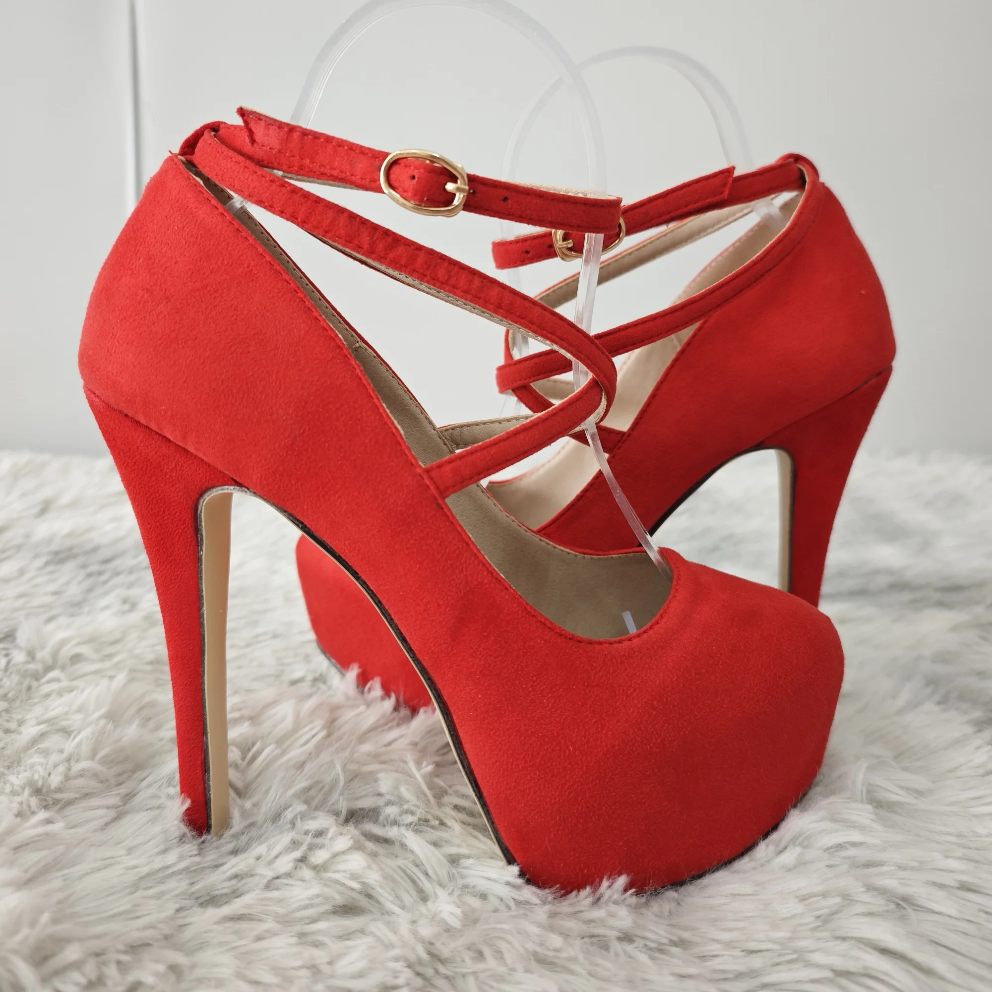 Women Pumps Sexy Cross Strap Stripper Pole Dance High Heels 14cm Shallow Round Toe Platform Stiletto Elegant Party Wedding Shoes - Image 10