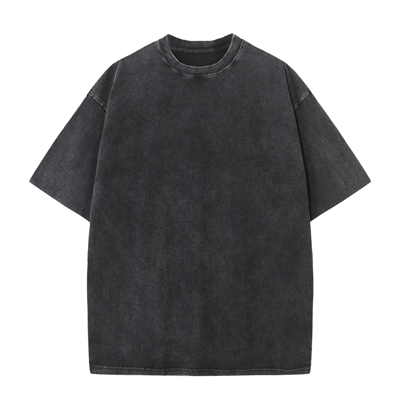 Men's Summer T-Shirt 230G Heavyweight Cotton Vintage Washed Oversized Tee Loose Streetwear Retro Short Sleeve Top - Image 2