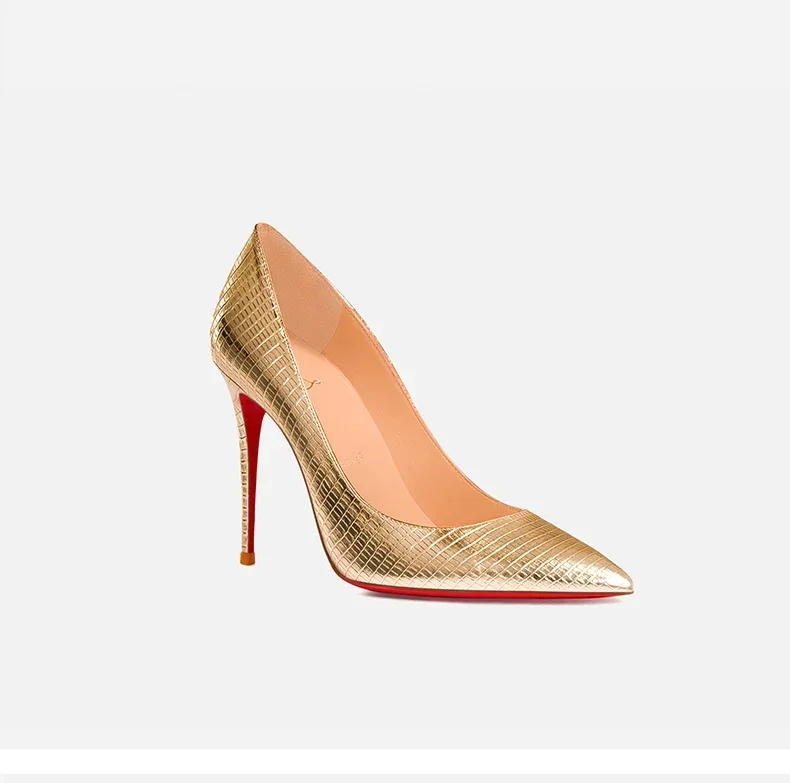Luxury Lizard-Embossed Pointed-Toe Stiletto Pumps – Sophisticated Red-Bottom High Heels - Image 5