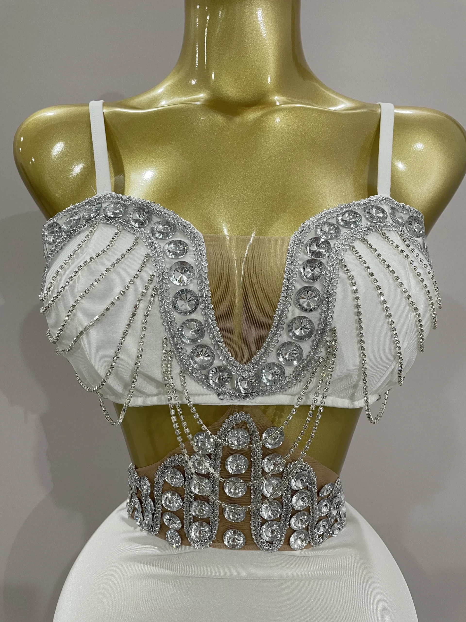 Luxury Rhinestone Chain Mini Dress – Elegant Sleeveless Bodycon for Evening & Birthday Parties - Image 5