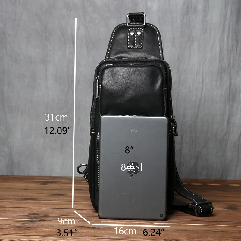 NZPJ Large Capacity Leather Shoulder Bag – Trendy Men’s Handcrafted Crossbody Chest Pack - Image 6