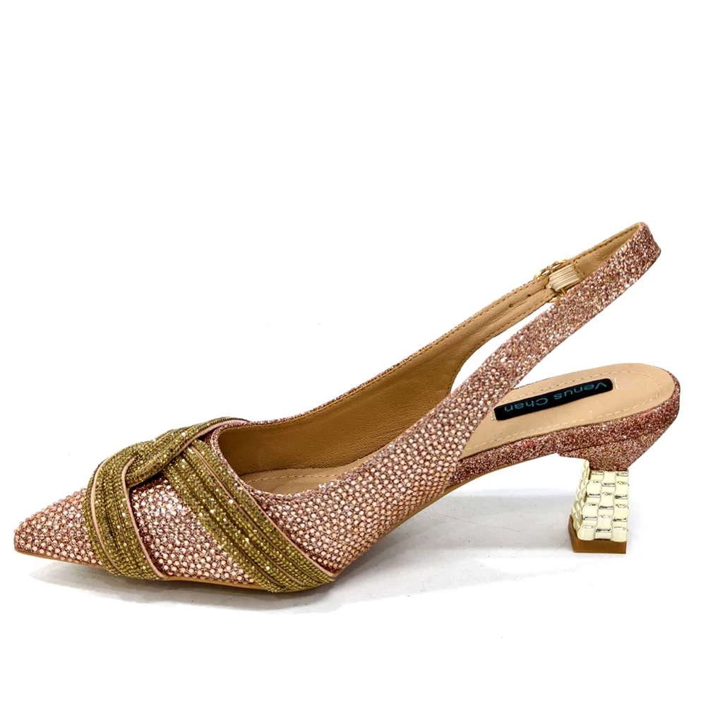 Italian Design Champagne Rhinestone Heel & Handbag Set – Elegant Nigerian Wedding & Party Shoe and Bag Ensemble - Image 6