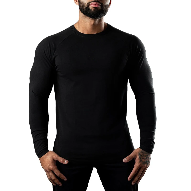Men's Premium Long Sleeve Cotton Tee – Loose-Fit Moisture-Wicking Undershirt - Image 11