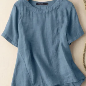 ZANZEA Women’s Casual Short Sleeve O-Neck Cotton Blouse – Loose Beach Top