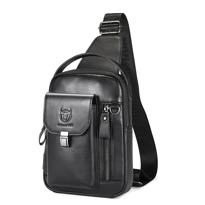 BULLCAPTAIN Genuine Leather Chest Bag – Multifunctional 7.9" Tablet Crossbody for Men - Image 8