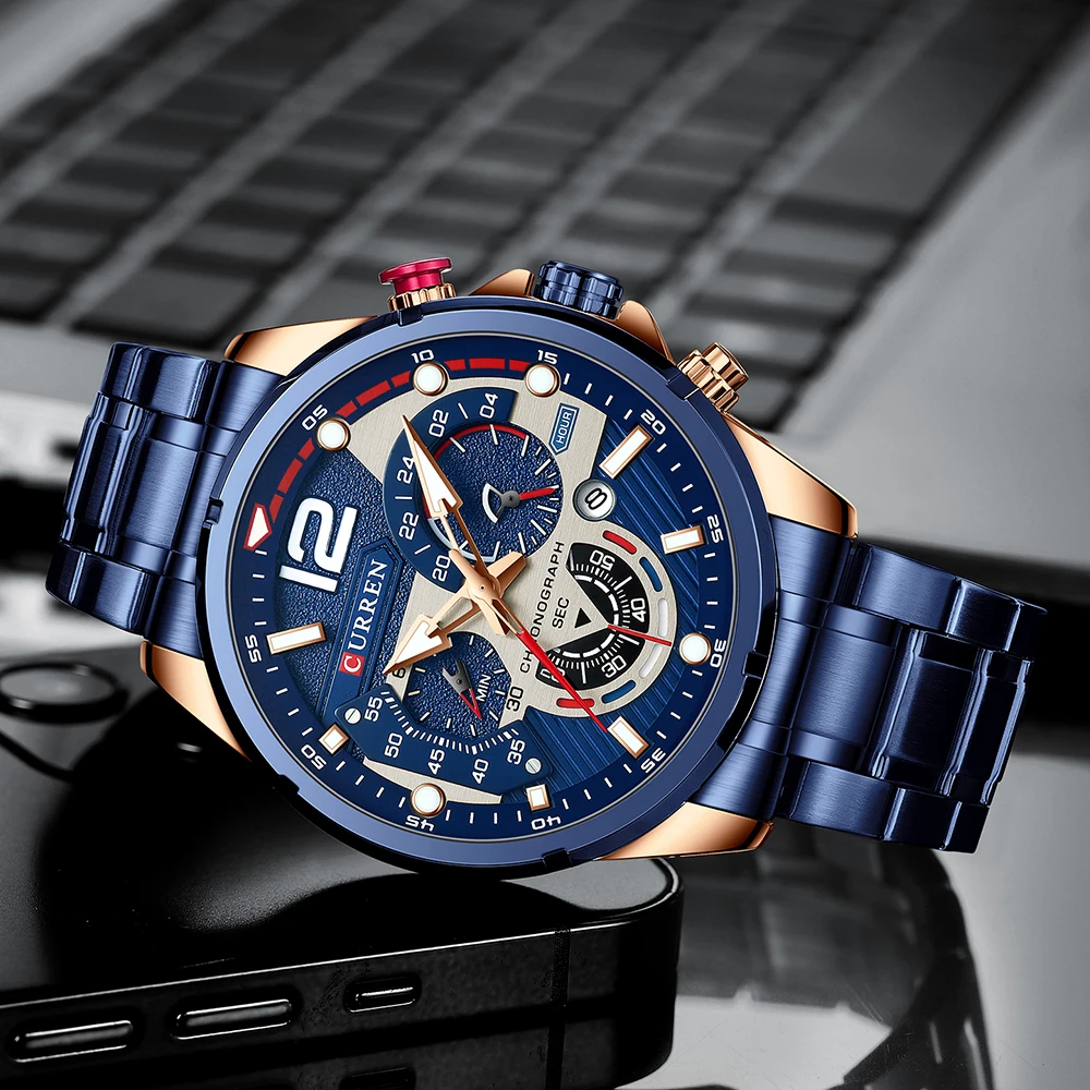 New Watches for Men Top Luxury Brand CURREN Quartz Men’s Watch Sport Waterproof Wrist Watches Chronograph Date Relogio Masculino - Image 2
