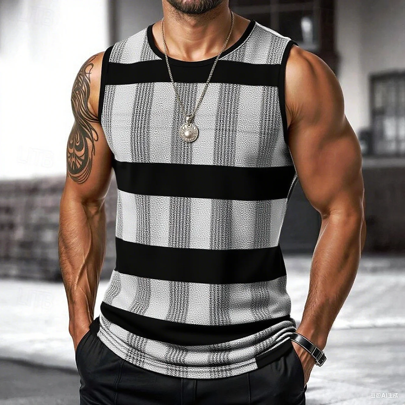 Retro Men's Vest Top 3D Print Plaid Striped Graphic Sleeveless Shirt Crew Neck Loose Streetwear Summer Fashion Casual Tank Tops - Image 7