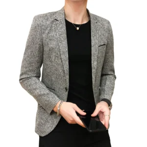 Men’s Slim-Fit Single-Breasted Blazer – Smart Casual Business & Wedding Dress Jacket