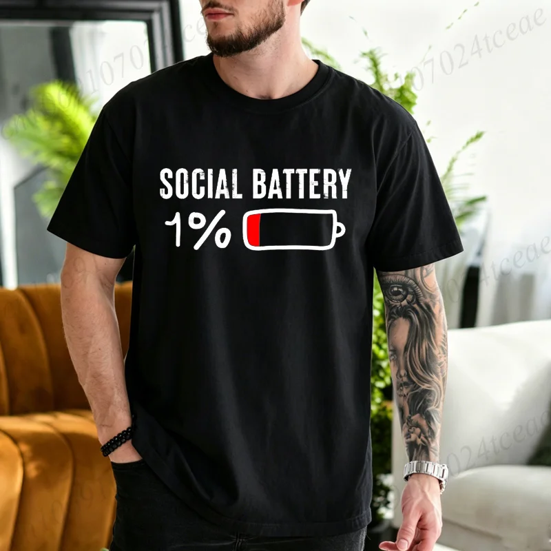 Social Battery 1% Graphic T-Shirt | Trendy Unisex Summer - Image 5