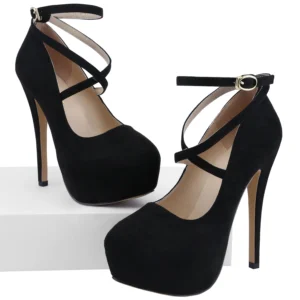 Women Pumps Sexy Cross Strap Stripper Pole Dance High Heels 14cm Shallow Round Toe Platform Stiletto Elegant Party Wedding Shoes