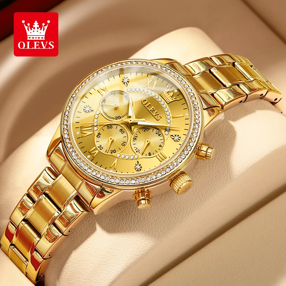 OLEVS Women's Watches Top Brand Luxury Original Quartz Watch for Ladies Chronograph Waterproof Luminous Rhinestone Dial 24 Hour - Image 11