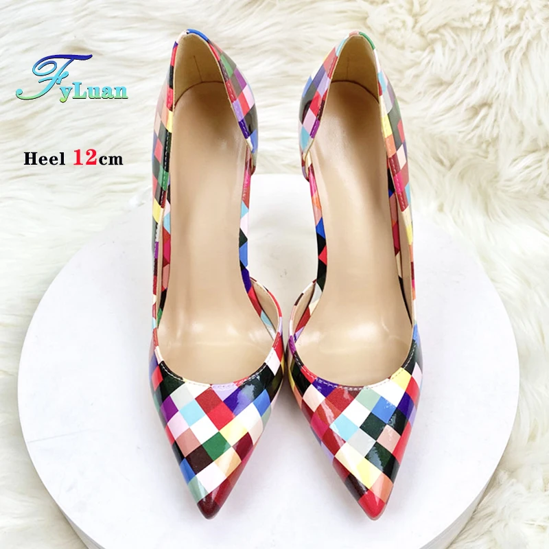 Women's Checkered Stiletto Pumps – 8-12cm Pointed Toe Party & High Heels - Image 3