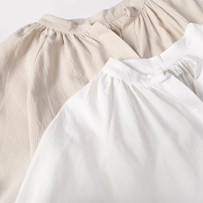 Cotton Linen Fashion Maxi Dress For Women Casual V Neck Long Sleeve White Party Dress Women Casual Half Sleeve Loose Long Dress - Image 5