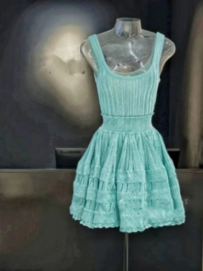 French Style Sleeveless Vest Dress – Exquisite Lace Stitching Mini Dress for Women - Image 7