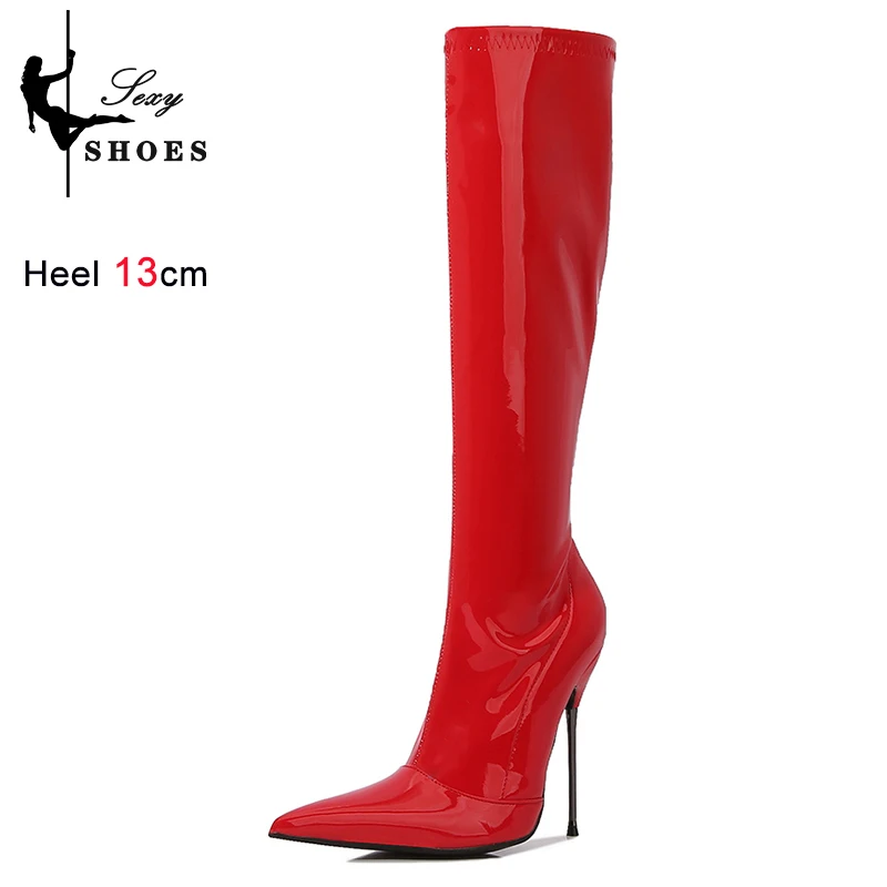 Voesnees Sexy 13cm High Heel Boots – Pointed Toe Platform Knee-High Stilettos for Women (Plus Size) - Image 2