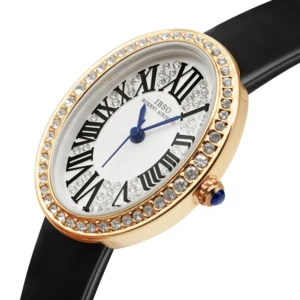 Luxury Brand Woman Watch Red Leather 2024 Fashion Oval Waterproof Female Hand Clock Business Elegant Ladies Steel Watches Golden
