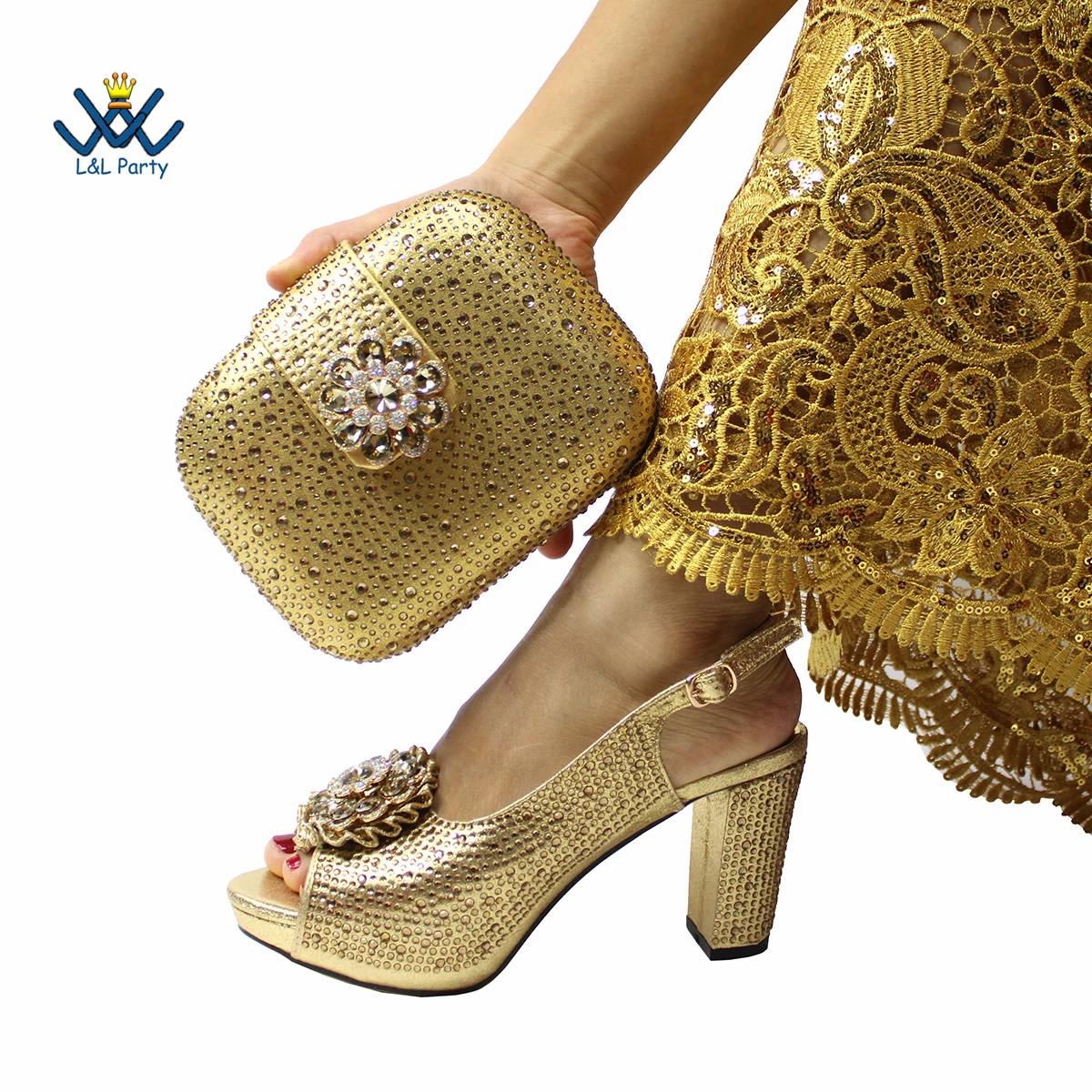 Elegant Magenta Crystal Party Sandals – Luxury African-Style Women’s Matching Shoe and Bag Set - Image 18
