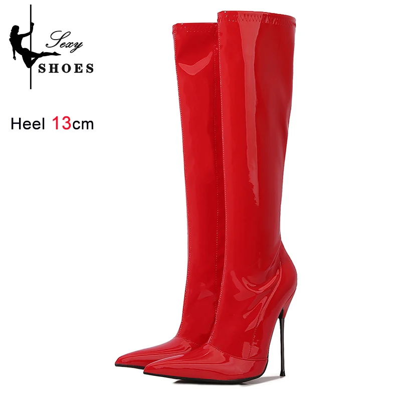 Voesnees Sexy 13cm High Heel Boots – Pointed Toe Platform Knee-High Stilettos for Women (Plus Size) - Image 5