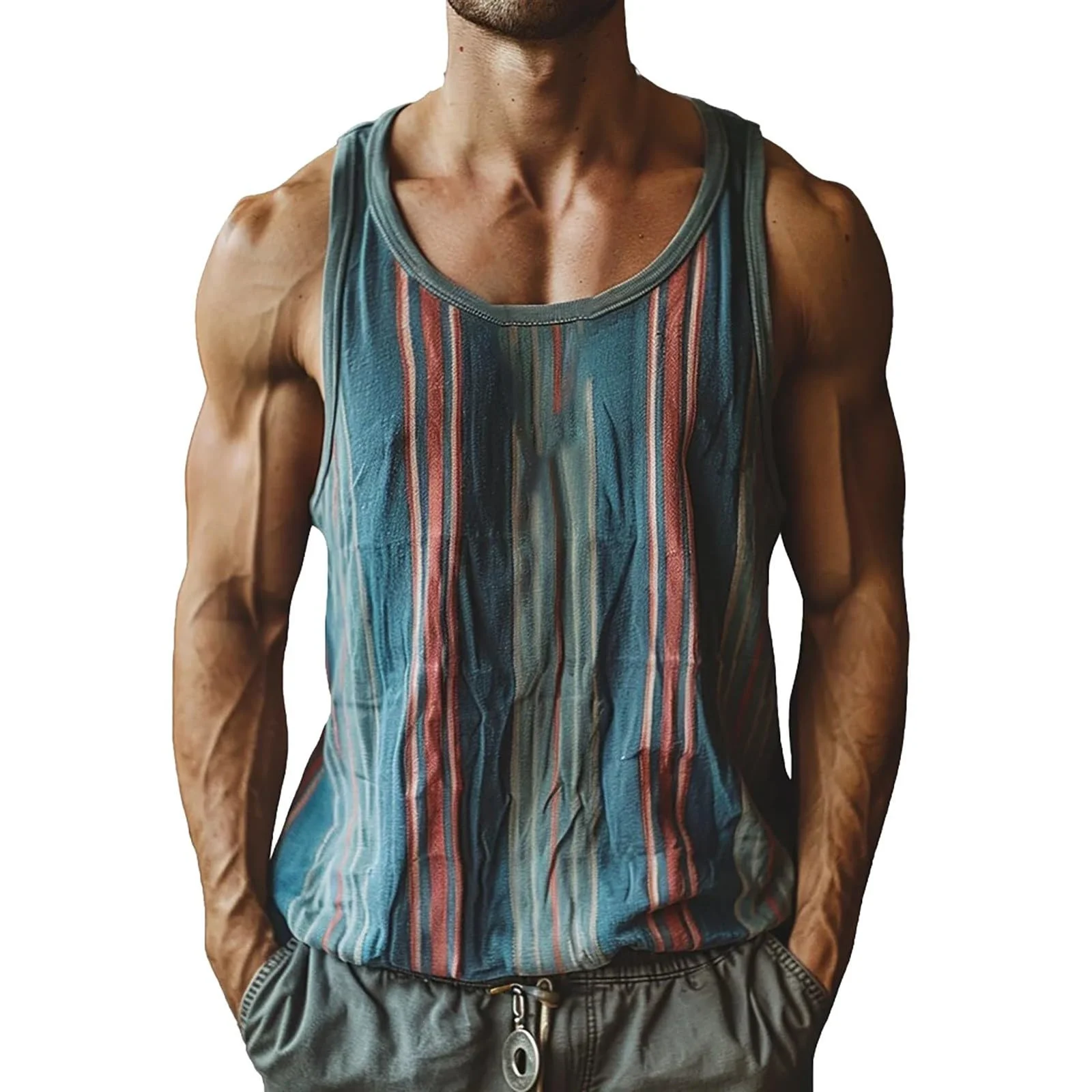 2025 Mens Retro Stripe Graphic Tank Tops Fashion Summer Sleeveless 3D Printed Basketball Quick Dry Tops Breathable Clothing - Image 8