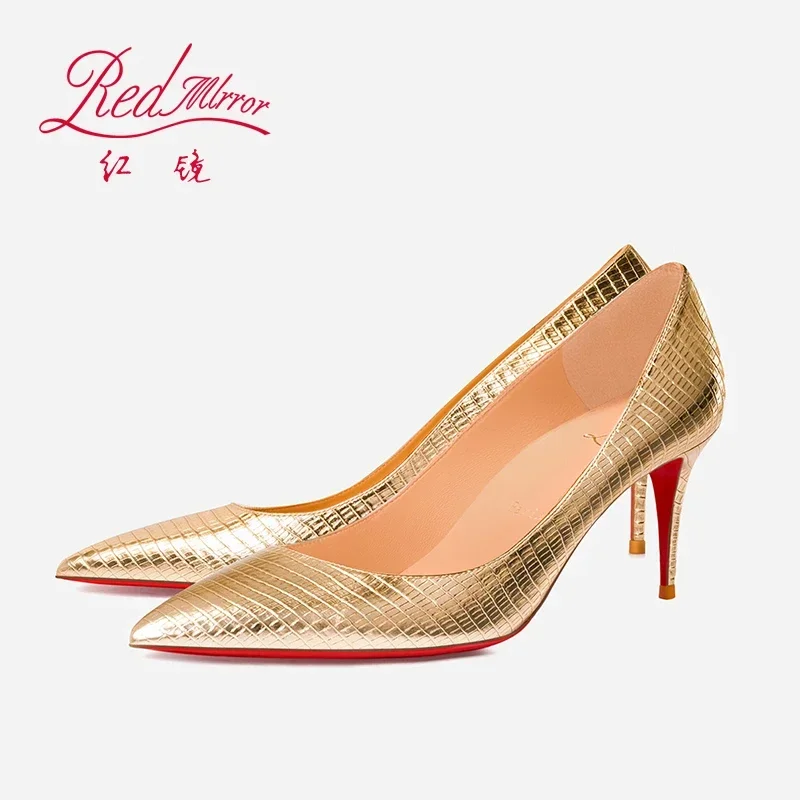 Luxury Lizard-Embossed Pointed-Toe Stiletto Pumps – Sophisticated Red-Bottom High Heels - Image 7