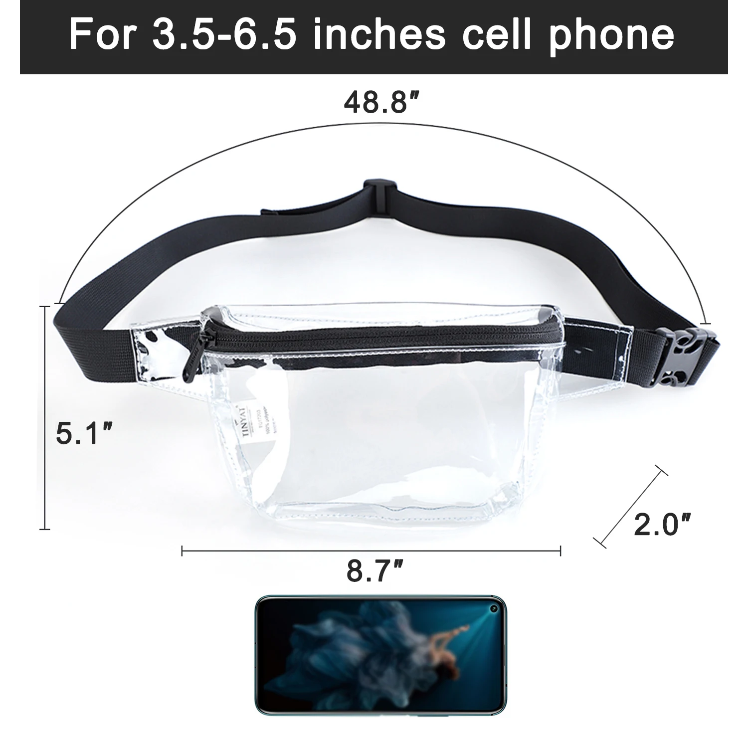 TINYAT Summer PVC Clear Waist bag waterproof Jelly belt bag for girl walk dog bag transparent casual fanny pack - Image 3