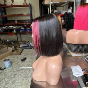 Hot Wholesale Vietnamese Human Hair Straight Mix Color Bob Wigs Full HD Transparent Front Training Heads for Women Black Style