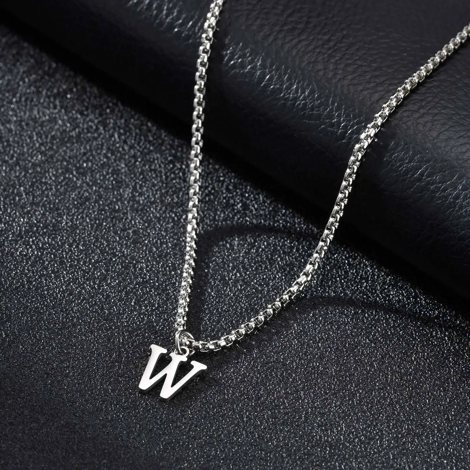 2025 Trendy Minimalist Steel Gray Stainless Steel Letter Pendant Necklace – Men's Multi-Style Fashion Jewelry - Image 29