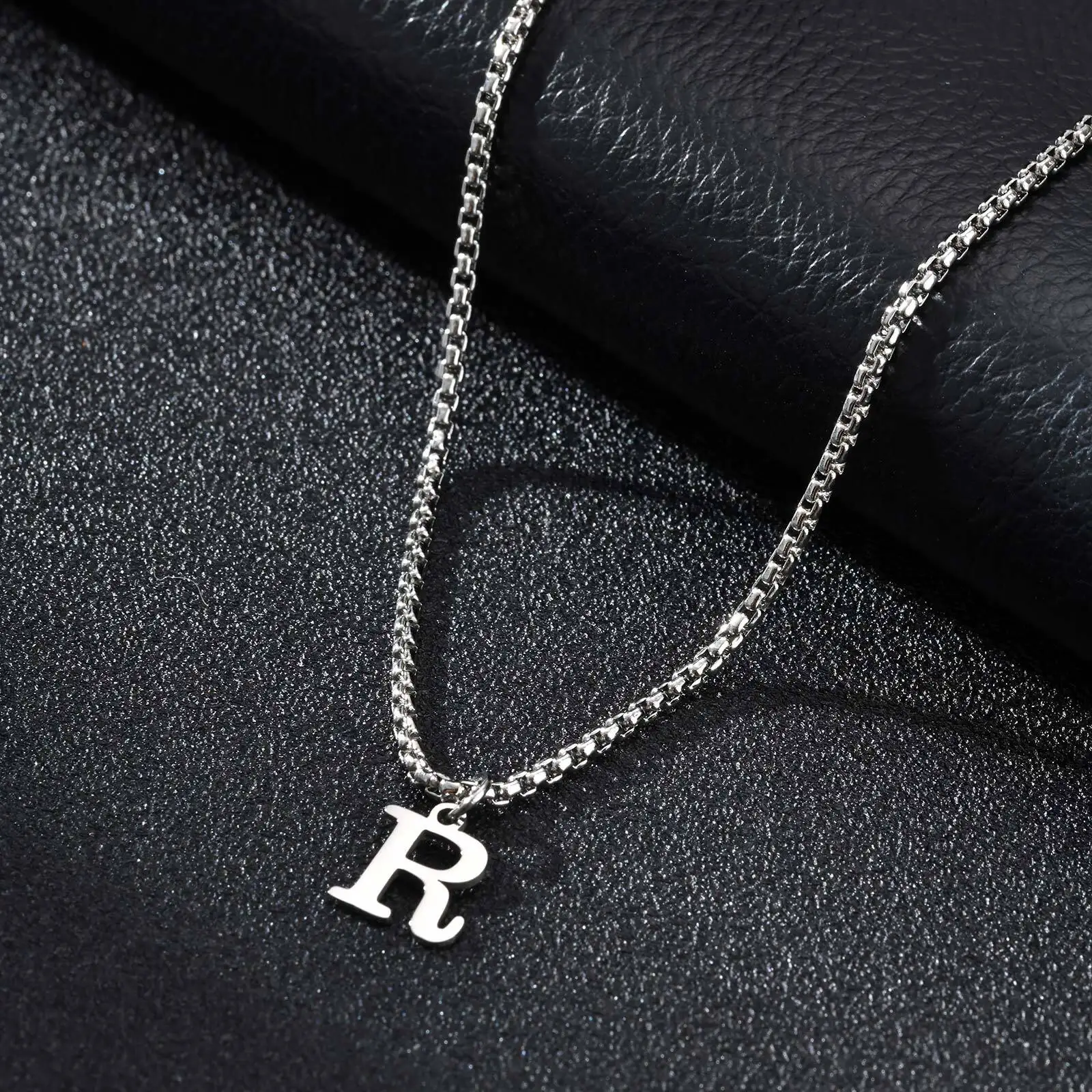 2025 Trendy Minimalist Steel Gray Stainless Steel Letter Pendant Necklace – Men's Multi-Style Fashion Jewelry - Image 24